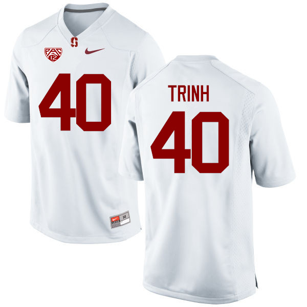 Men Stanford Cardinal #40 Anthony Trinh College Football Jerseys Sale-White - Click Image to Close
